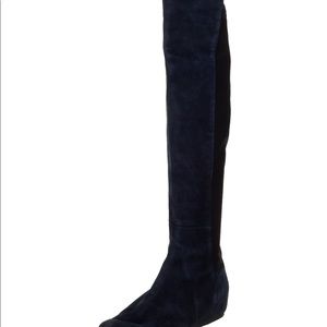 Navy Suede Stuart Weitzman over knee wedge Boot
